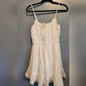 Lost And Wander NWOT White Spaghetti Strap Sleeveless Dress with Lace Trim Small